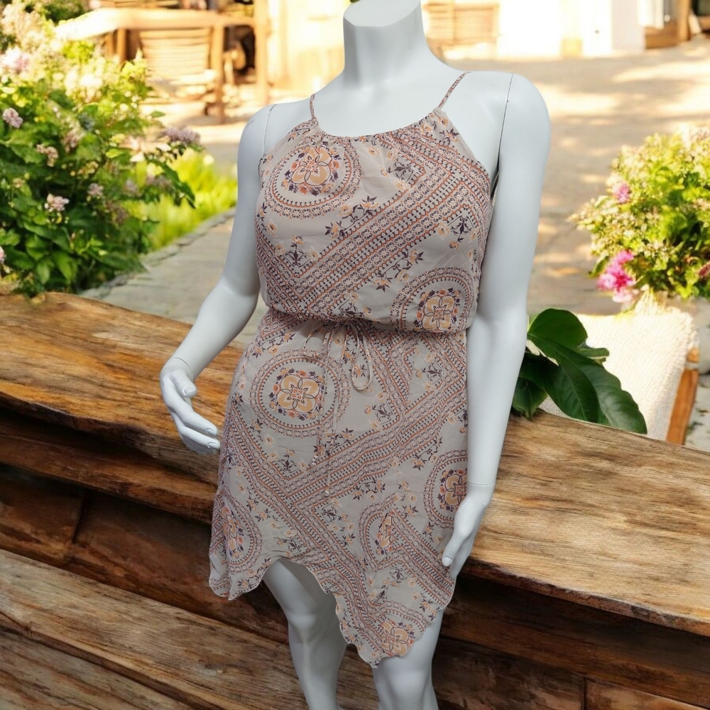 Sweet Storm Paisley Mini Dress in Cream and Orange